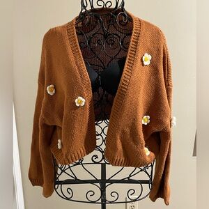 Beige Flower Cardigan